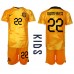 Nederland Denzel Dumfries #22 Hjemmedraktsett Barn VM 2022 Korte ermer (+ Korte bukser)